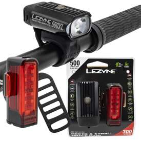 Zestaw lampek Lezyne Hecto Drive 500 XL, Strip Drive 300+, 500 lm, 300 lumenów