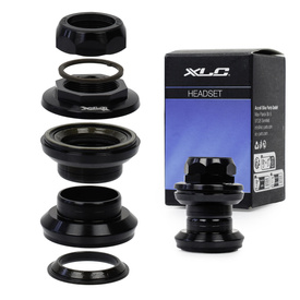 Stery kierownicy XLC, aluminiowe, gwintowane, 25,4 x30,2 x26,4 mm, łożyska maszynowe, czarne