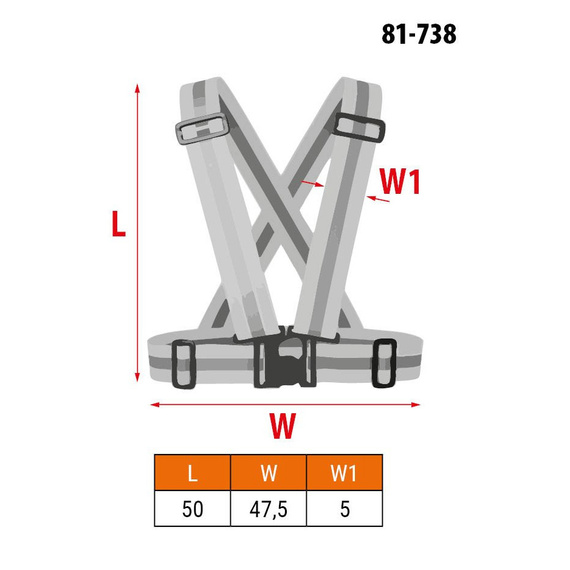 Odblaskowe szelki bezpieczeństwa NEO, elastyczne, regulowane, czarne