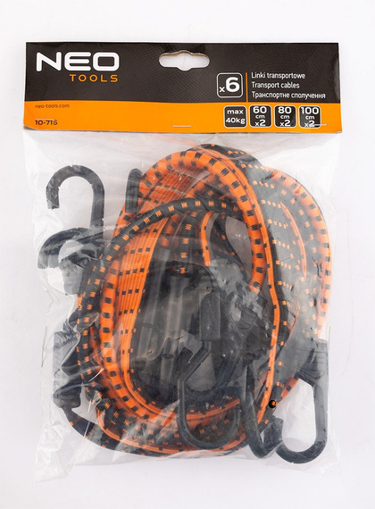 Linki transportowe gumowe z haczykami NEO TOOLS – zestaw 6 szt. (10-715)