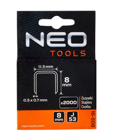 Zszywki hartowane typ J/53 8 mm NEO Tools 16-508 – opakowanie 2000 szt.