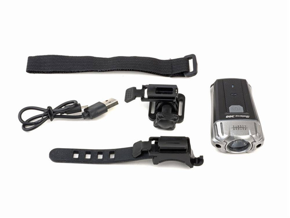 Lampka przednia Author Solaris 300lm USB czarna, na kask, kierownicę, adapter GoPro