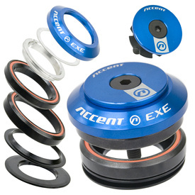 Stery zintegrowane Accent HI-EXE Taper 1-1/8"-1.5" IS42/IS52, niebieskie, łożyska maszynowe