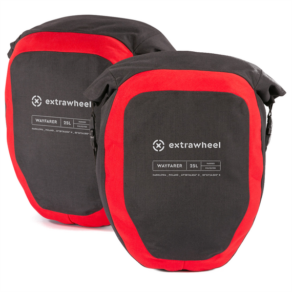 Sakwy Extrawheel WayFarer czarno-czerwone 2x 25L poliester