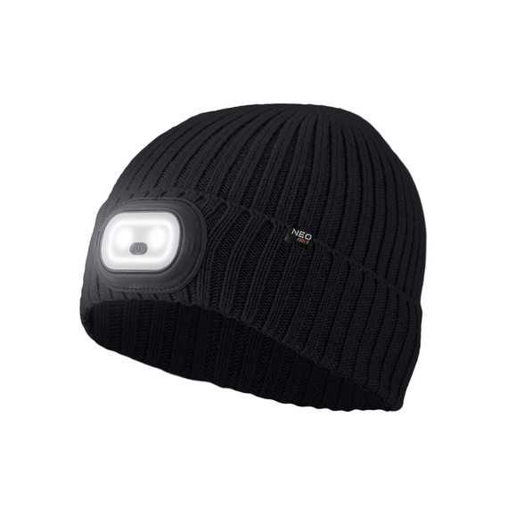 Czapka z wbudowaną latarką LED RGB, ładowanie USB, grafitowa