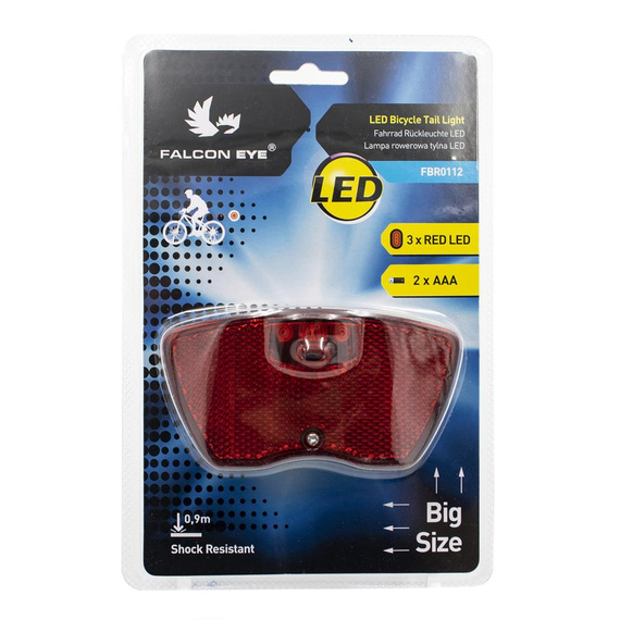Lampka rowerowa Falcon Eye FBR0112 tylna, na bagażnik, bateryjna.