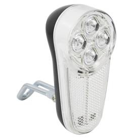 Lampka przednia JY371, 4 diody LED, odblask, baterie AAA, czarno-biała