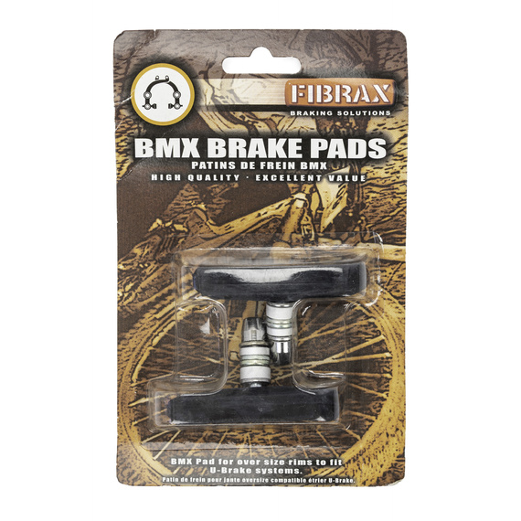 OUTLET - Klocki hamulcowe Fibrax ASH295, U-brake, czarne, do rowerów BMX z powiększonym rantem felg