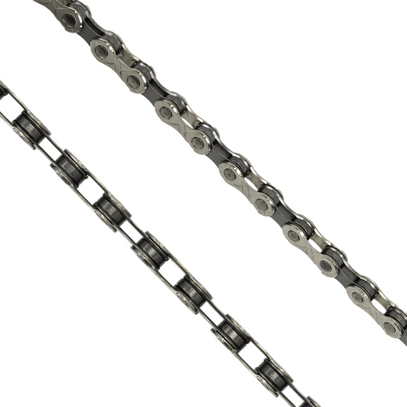 Łańcuch KMC eGlide 9/10/11-rzędowy, srebrno-szary, 138 ogniw, Quick Link, Linkglide -folia