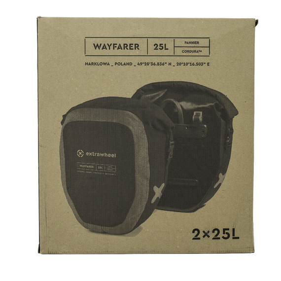 Sakwy EXTRAWHEEL WAYFARER czarno-czerwone 50L (2x25L) PREMIUM CORDURA