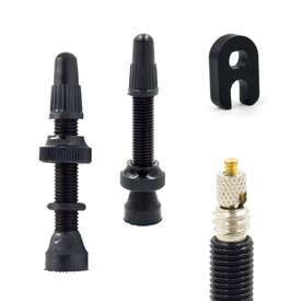 Zawory, Wentyle Presta UST do systemów bezdętkowych, 2 sztuki, czarne, bez opakowania + kluczyk