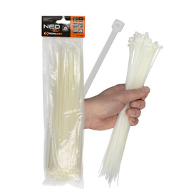 Opaski zaciskowe, zipki NEO-Tools Extreme 3,6 x 300 mm, 100 szt., białe
