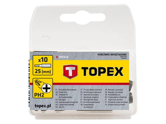 Końcówki wkrętakowe Topex  PH2 x 25 mm, 10 szt