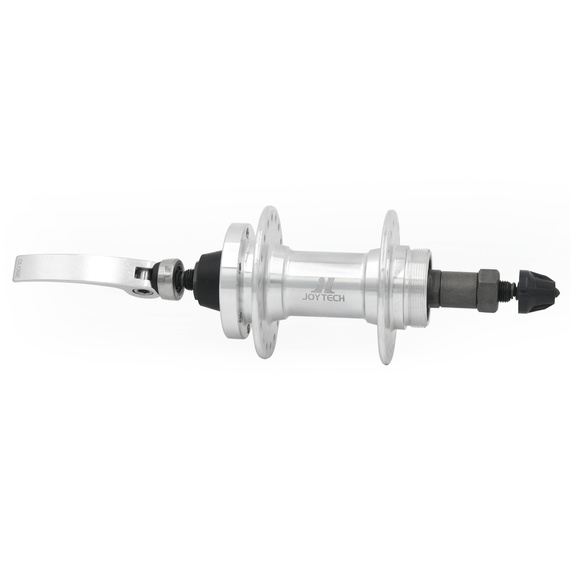 Piasta tylna Joytech JY-D242DSE, 32H, wolnobieg, hamulec tarczowy, QR, srebrna
