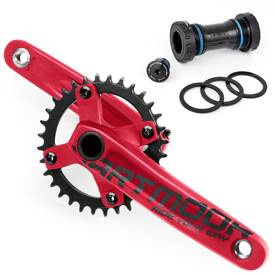 Mechanizm korbowy Dartmoor Rock v.2, narrow-wide 32T, z łożyskami, 175mm, czerwony mat