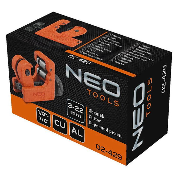 Obcinak krążkowy Neo Tools do rur miedzianych i aluminiowych 3-22,2 mm