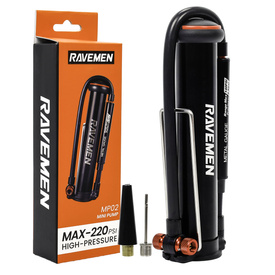 Pompka ręczna podłogowa Ravemen MP02, Presta, Schrader (auto), 220 PSI, uchwyt