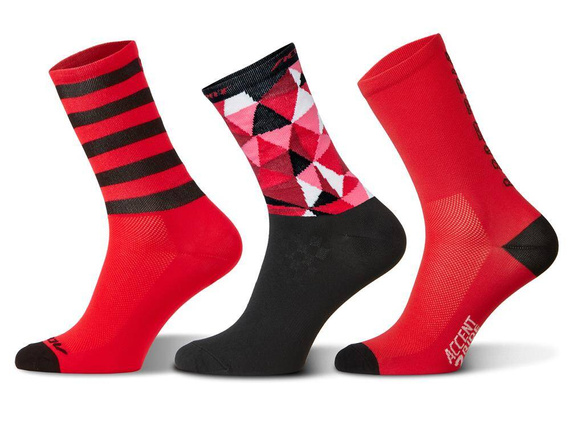 WYPRZEDAŻ Zestaw skarpetek kolarskich Accent Red, M (39-41)