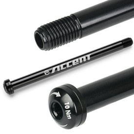 Oś piasty przód Accent EVO 110x15mm (M15x1.5), długość 158 mm; gwint 12 mm, do Rock Shox