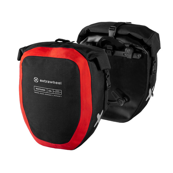 Sakwy Extrawheel WayFarer czarno-czerwone 50L (2x 25L) poliester