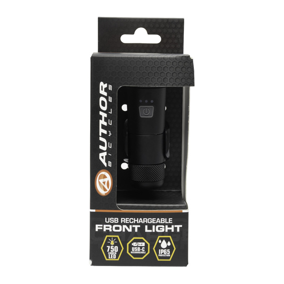 Lampka przednia AUTHOR QUANTUM 750lm L-run USB czarna