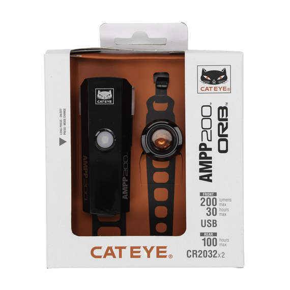 Zestaw lampek Cateye Ampp200 i Orb, 200 lm, USB + CR2032