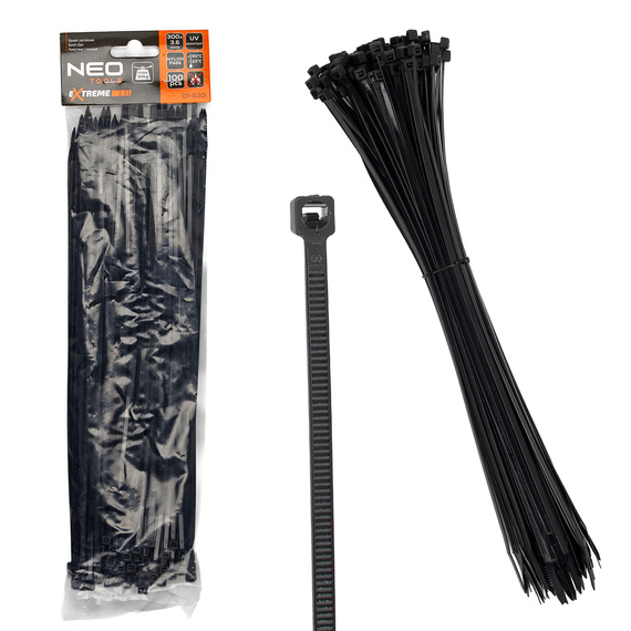 Opaski zaciskowe, zipki NEO-Tools Extreme 3,6 x 300 mm, 100 szt., czarne