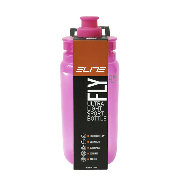 Bidon rowerowy Elite FLY Tex, różowy (pink Fluo), 550 ml