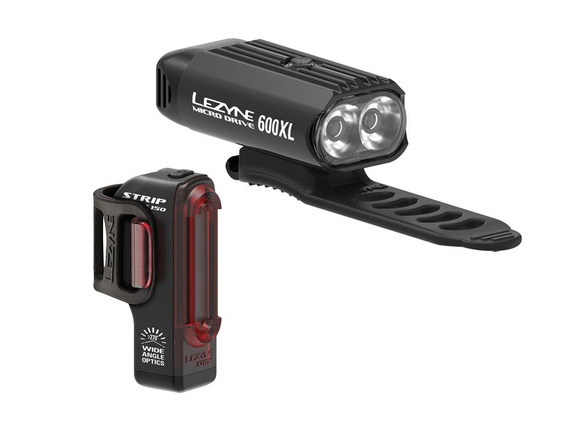 Zestaw Lampek Lezyne Micro Drive 600 XL / Strip Drive 150 lm, czarne  