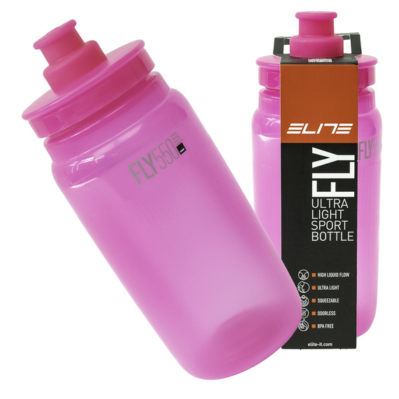 Bidon rowerowy Elite FLY Tex, różowy (pink Fluo), 550 ml