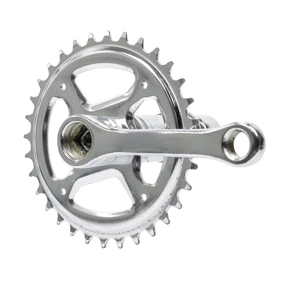 Mechanizm korbowy Klassik,  mocowanie kwadrat,  114 mm, 32 zęby, chromowany, rowerek dzieciecy