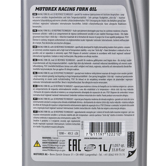 Olej do amortyzatorów Motorex Racing Fork Oil 10W butelka 1L