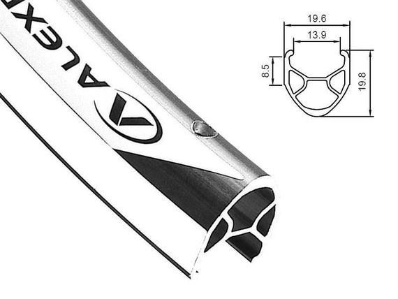 Obręcz AlexRims R450 28'' 32H CNC srebrna