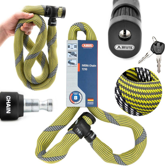Łańcuch Abus Ivera 7210/110 żółty (racing yellow) 110 cm, klucz