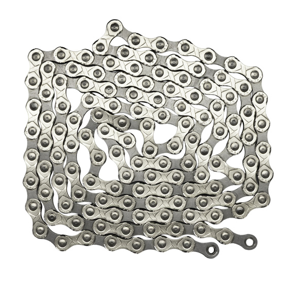 Łańcuch KMC eGlide 9/10/11-rzędowy, srebrno-szary, 138 ogniw, Quick Link, Linkglide -folia