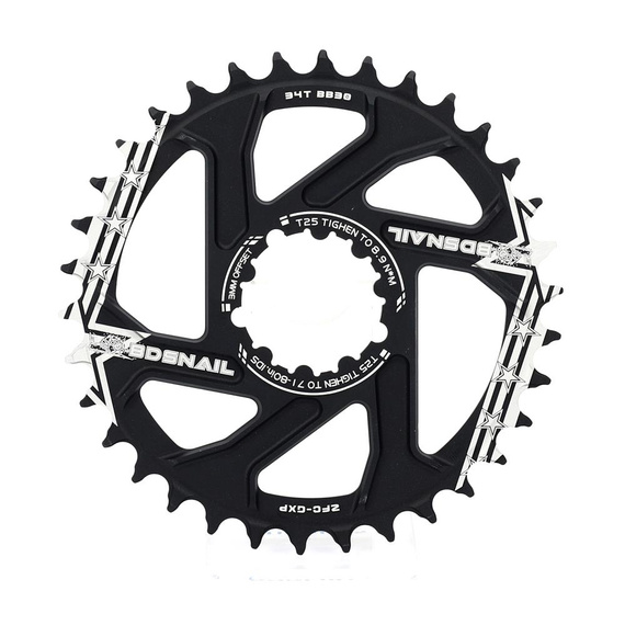 Tarcza mechanizmu korbowego SNAIL do Sram GXP, Truvativ, 34T, Direct Mount, 3 mm Offset, czarna, aluminium