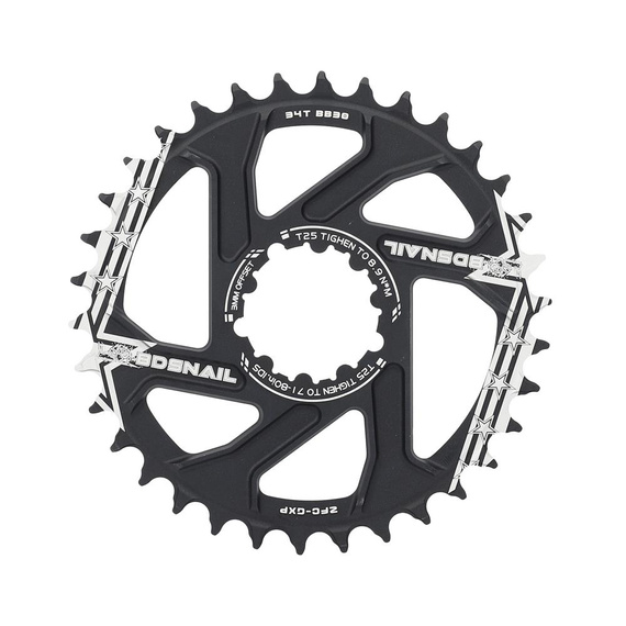 Tarcza mechanizmu korbowego SNAIL do Sram GXP, Truvativ, 34T, Direct Mount, 3 mm Offset, czarna, aluminium