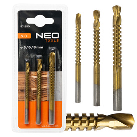 Zestaw wierteł-pił HSS-TiN NEO Tools 5-8 mm do drewna i metalu – 3 szt.