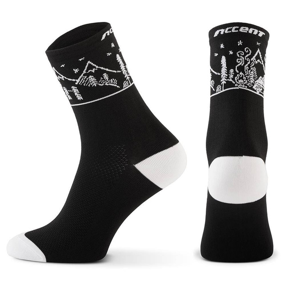 Skarpetki rowerowe Accent Campvibe, czarno-białe, rozmiar L (42-44)
