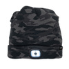 Czapka dwuwarstwowa z wbudowaną latarką LED, ładowanie USB, Camo Urban