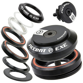 Stery zintegrowane HI-EXE Taper 1-1/8"-1.5" IS42/IS52, czarne, łożyska maszynowe