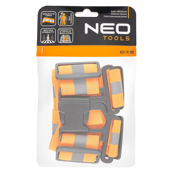 Odblaskowe szelki bezpieczeństwa NEO, elastyczne, regulowane, pomarańczowe