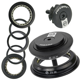 Stery pół-zintegrowane HSI-BASIC Taper 1-1/8"-1.5", łożyska kulkowe, czarne
