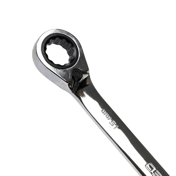 Klucz płasko-oczkowy Neo Tools, z grzechotką i przełącznikiem, 15 mm