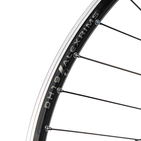 Koło tylne 28", 36 szprych, Shimano QC300, Alexrims DH19, szprychy SLE, Centerlock, czarne