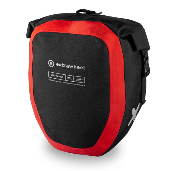 Sakwy Extrawheel WayFarer czarno-czerwone 50L (2x 25L) poliester