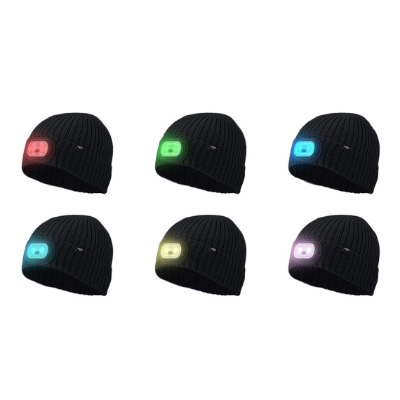 Czapka z wbudowaną latarką LED RGB, ładowanie USB, grafitowa