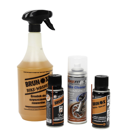 Zestaw Brunox do czyszczenia i smarowania roweru, 13w1 + pojemnik