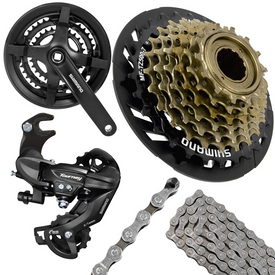 Zestaw napęd rowerowy Shimano Korba FC-TY301 + wolnobieg MF-TZ500 7 rzędów + łańcuch CN-HG40 + przerzutka tył RD-TY300B