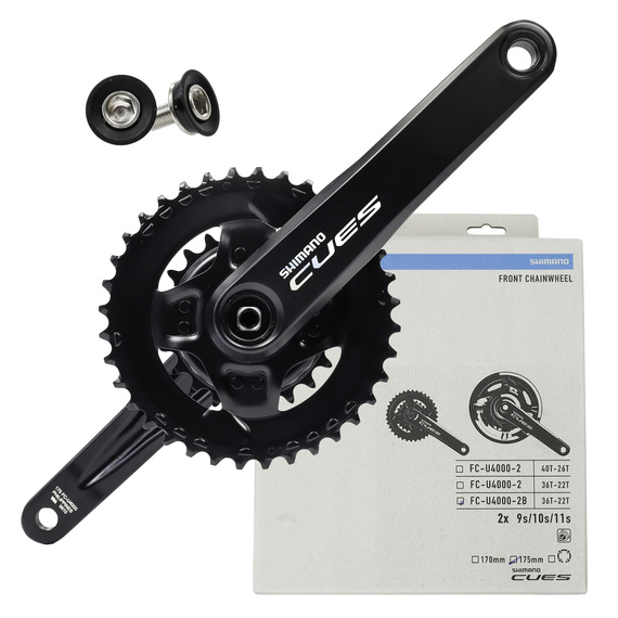 Mechanizm korbowy Shimano Cues FC-U4000-2B, 2 x 9/10/11/rz, 175 mm, 36/22T 